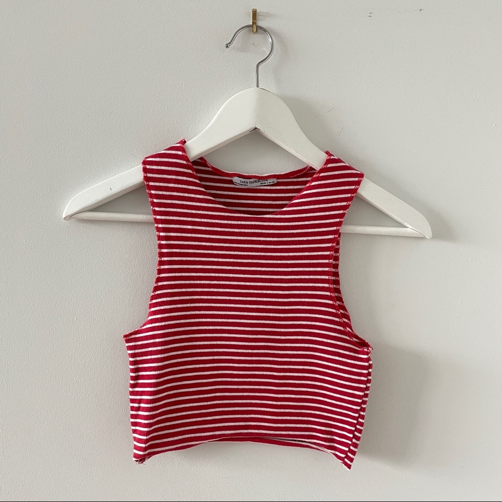 Zara red white stripped tank top